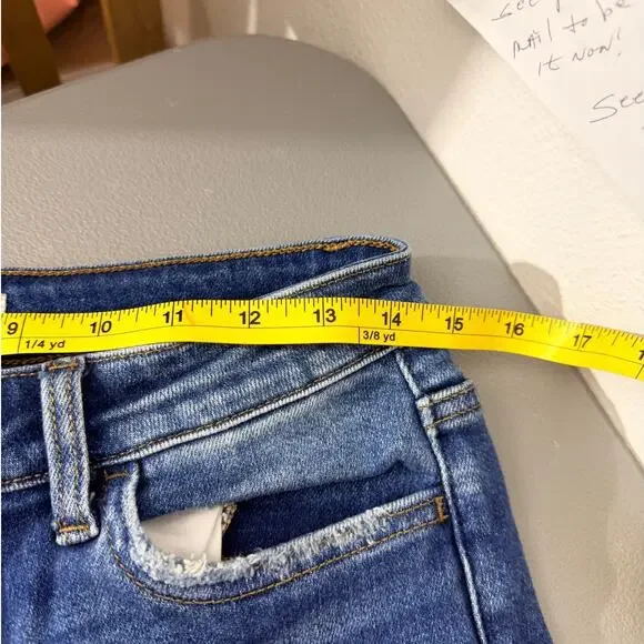 Flying Monkey Distressed Flare Jeans Size 29 Medium Wash Stretch Denim - Picture 6 of 9